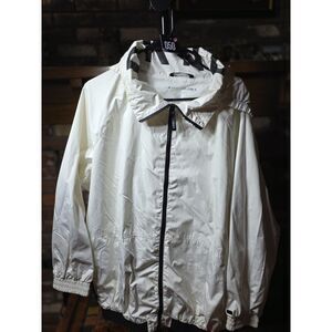 DKNY Sport Women L White Hooded Windbreaker Jacket Zip Logo Lightweight